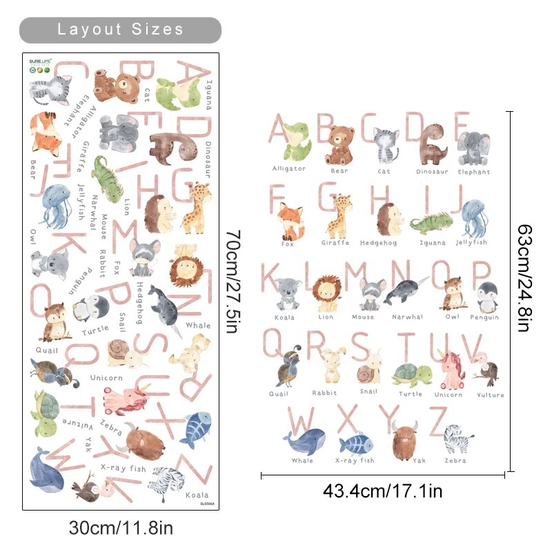 ABC Alphabet Watercolor Wall Stickers