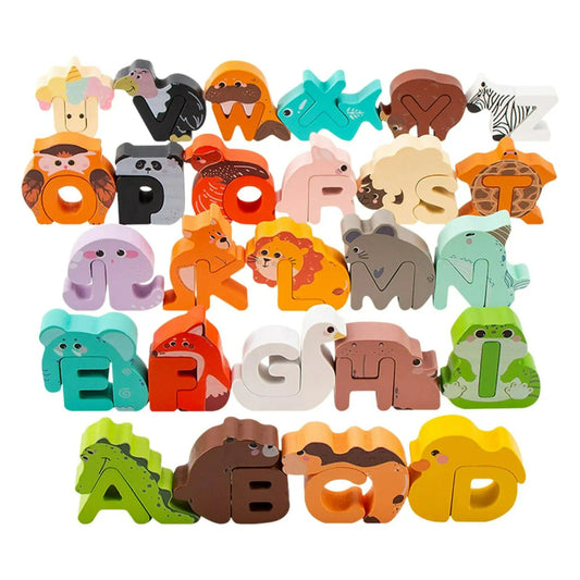 Animal Alphabet Wooden Puzzle Pieces Set