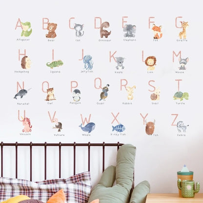 Cartoon Animals Alphabet Wall Stickers