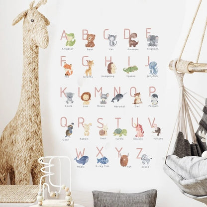 Cartoon Animals Alphabet Wall Stickers