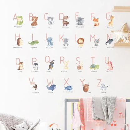 Cartoon Animals Alphabet Wall Stickers