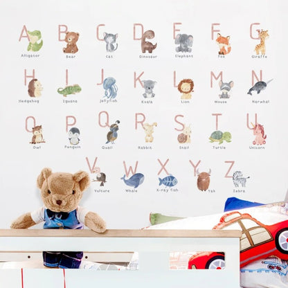 Cartoon Animals Alphabet Wall Stickers