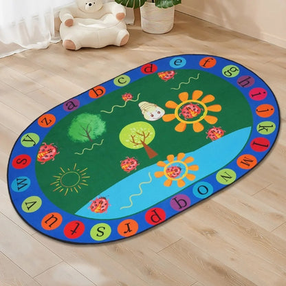 Oval Shaped Interactive Alphabet Learning Rug