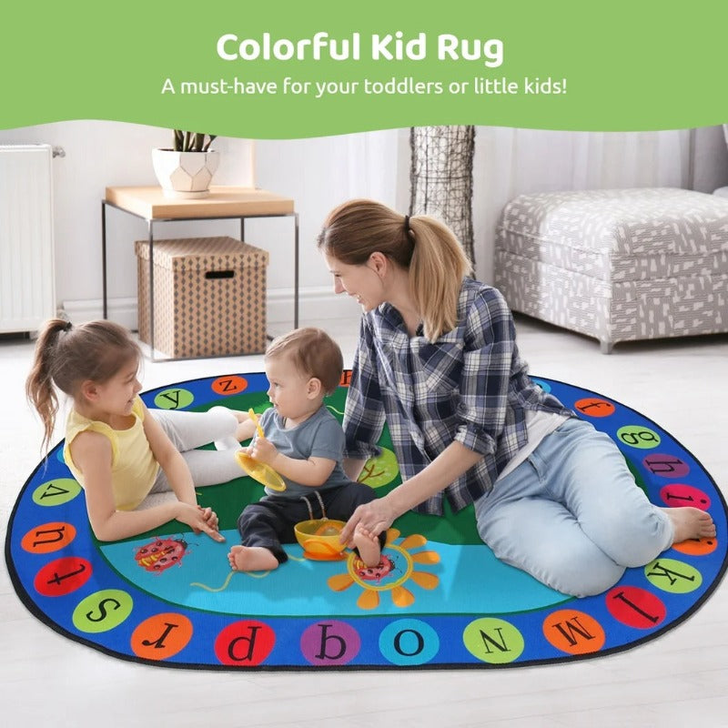 Oval Shaped Interactive Alphabet Learning Rug