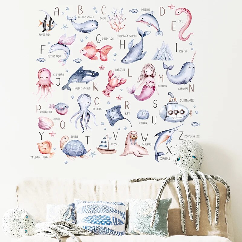 Underwater Creatures Alphabet Wall Stickers