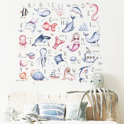 Underwater Creatures Alphabet Wall Stickers