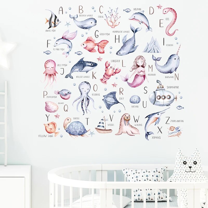 Underwater Creatures Alphabet Wall Stickers