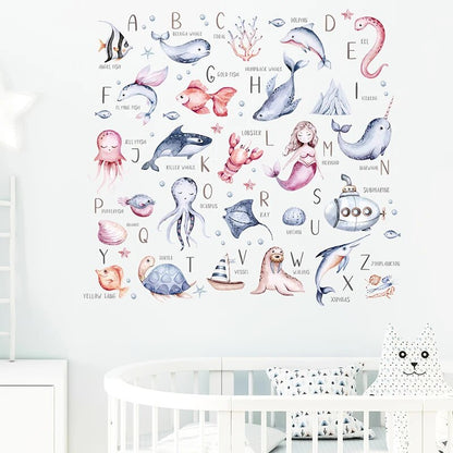 Underwater Creatures Alphabet Wall Stickers