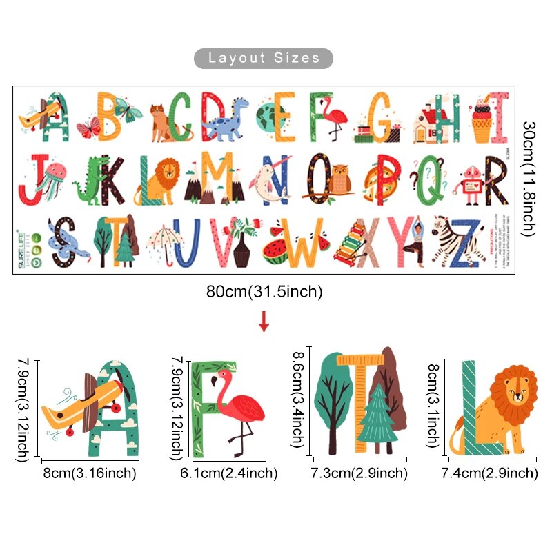 Watercolor Alphabet Wall Stickers