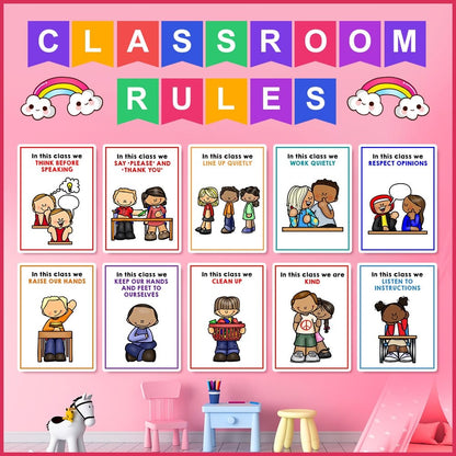 10 Pcs Set Classroom Rule Poster