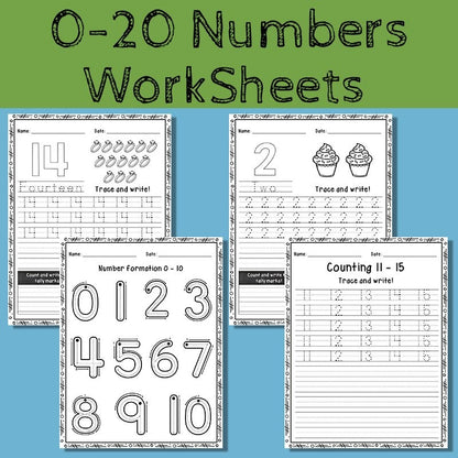 30PCS/Set 1-20 Number Workbook
