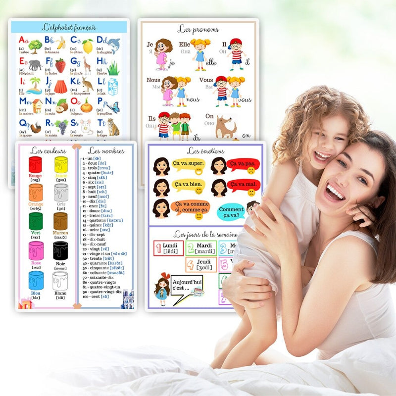 4 PCS/Set French Learning poster