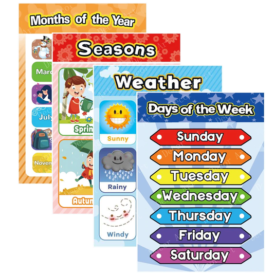 Basic Calendar Educational Toddler Posters (Set of 4)